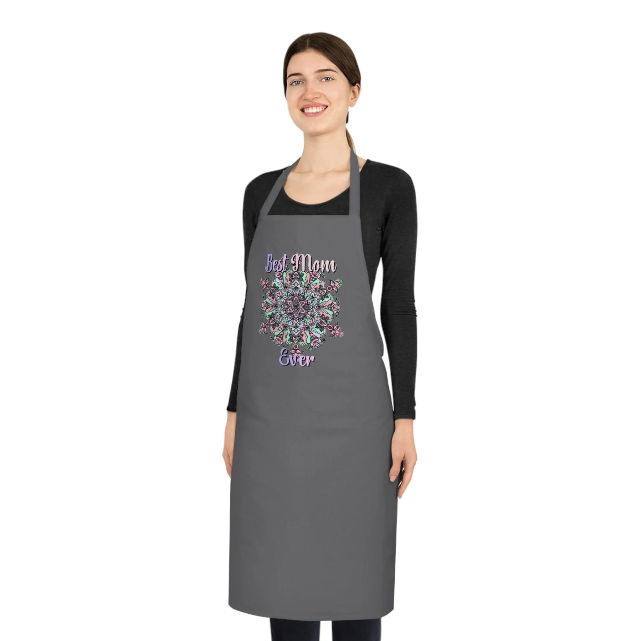 Hand-Drawn Mandala Art Cotton Apron - Ideal for Chefs and Home Cooks
