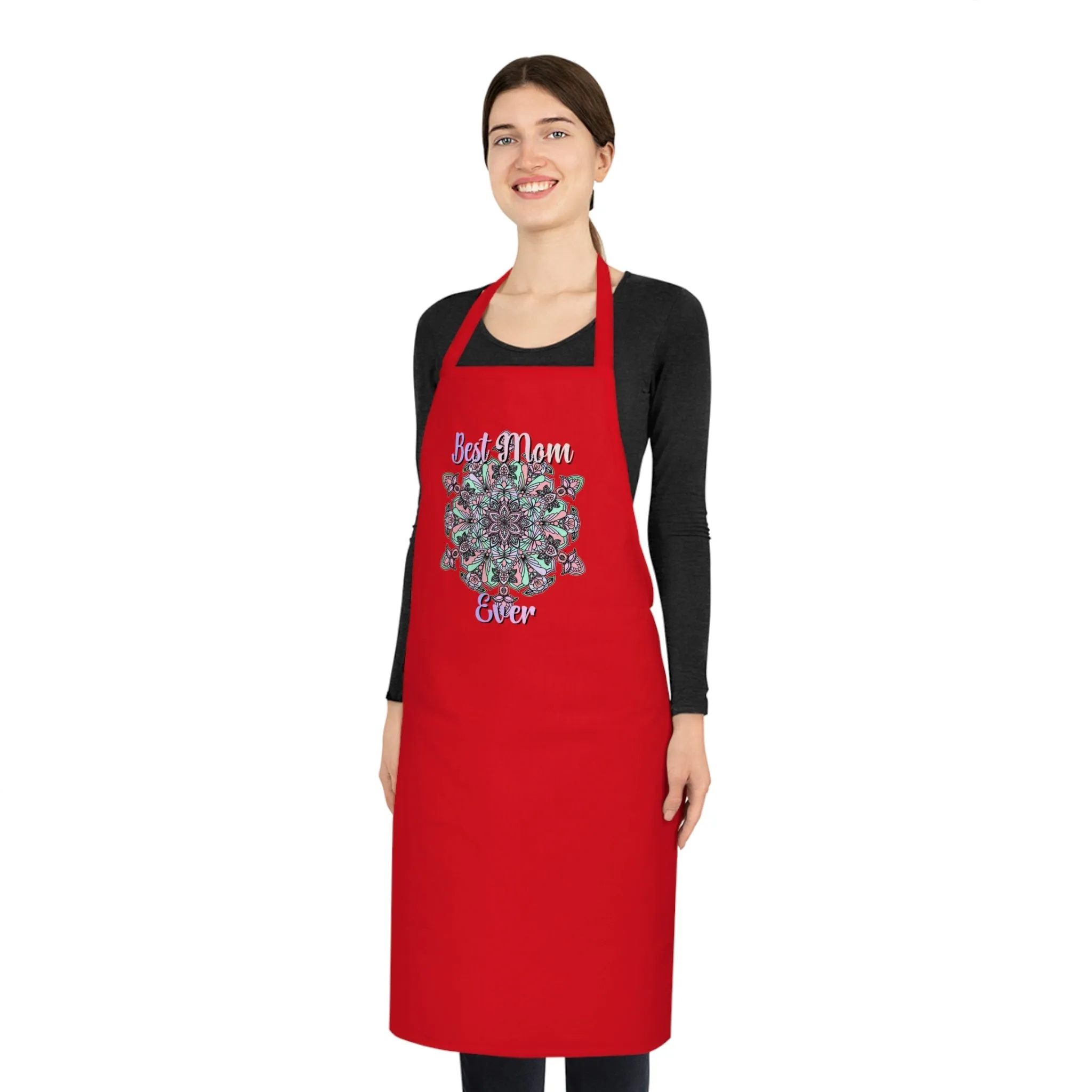 Hand-Drawn Mandala Art Cotton Apron - Ideal for Chefs and Home Cooks