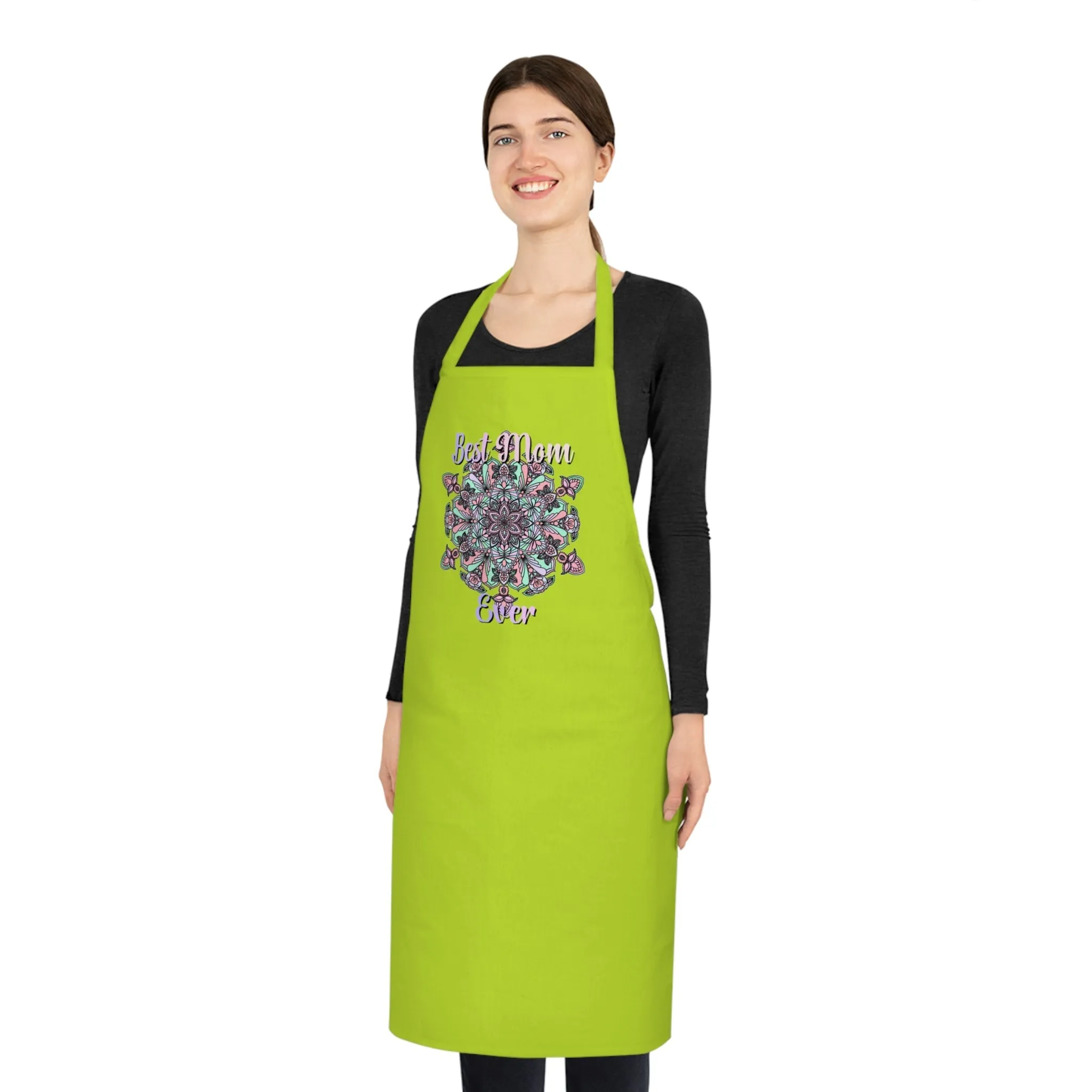 Hand-Drawn Mandala Art Cotton Apron - Ideal for Chefs and Home Cooks