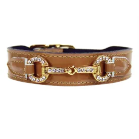 Holiday Dog Collar in Caramel Patent & Gold