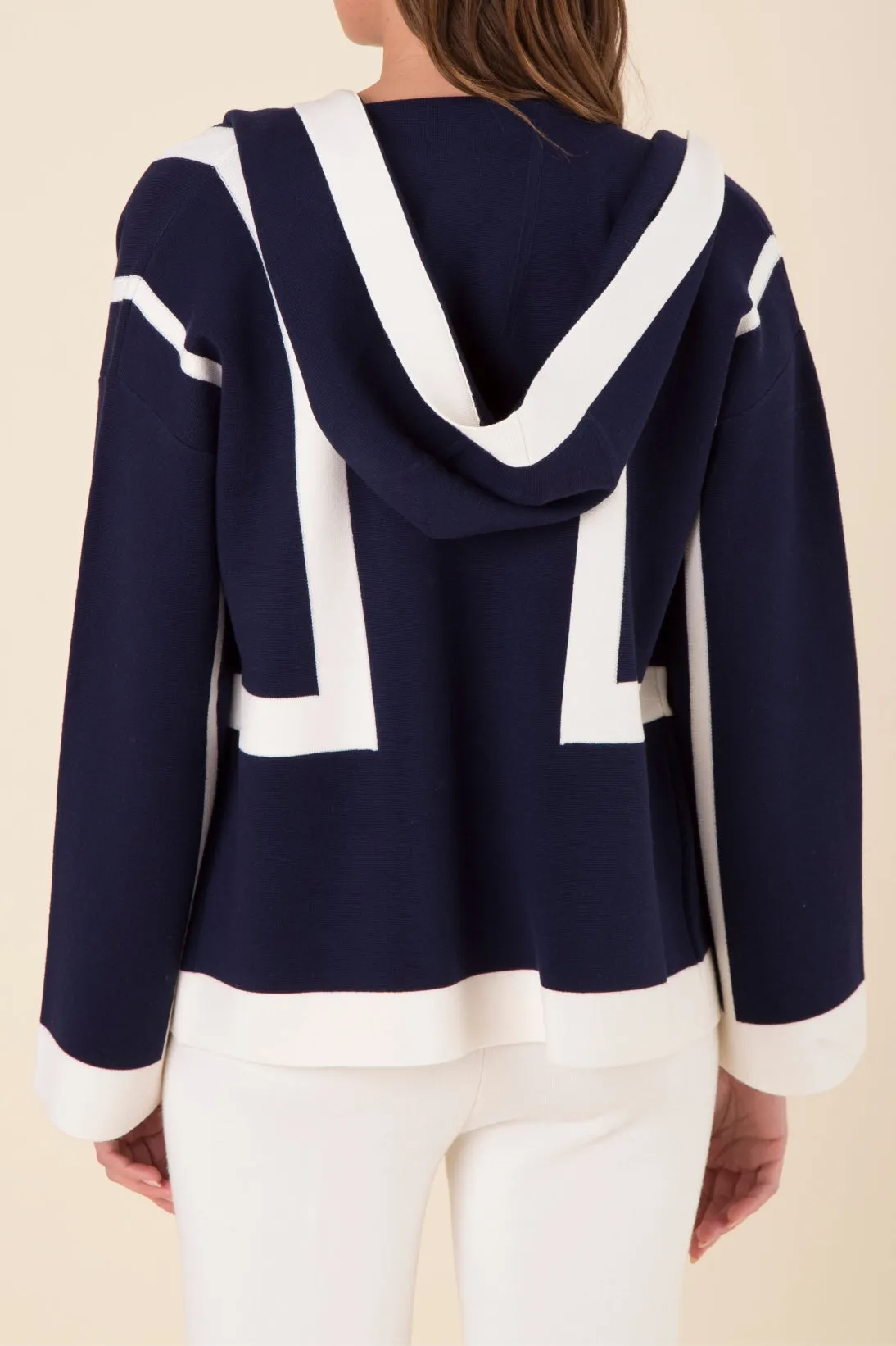 HOODED CARDIGAN W/BORDER