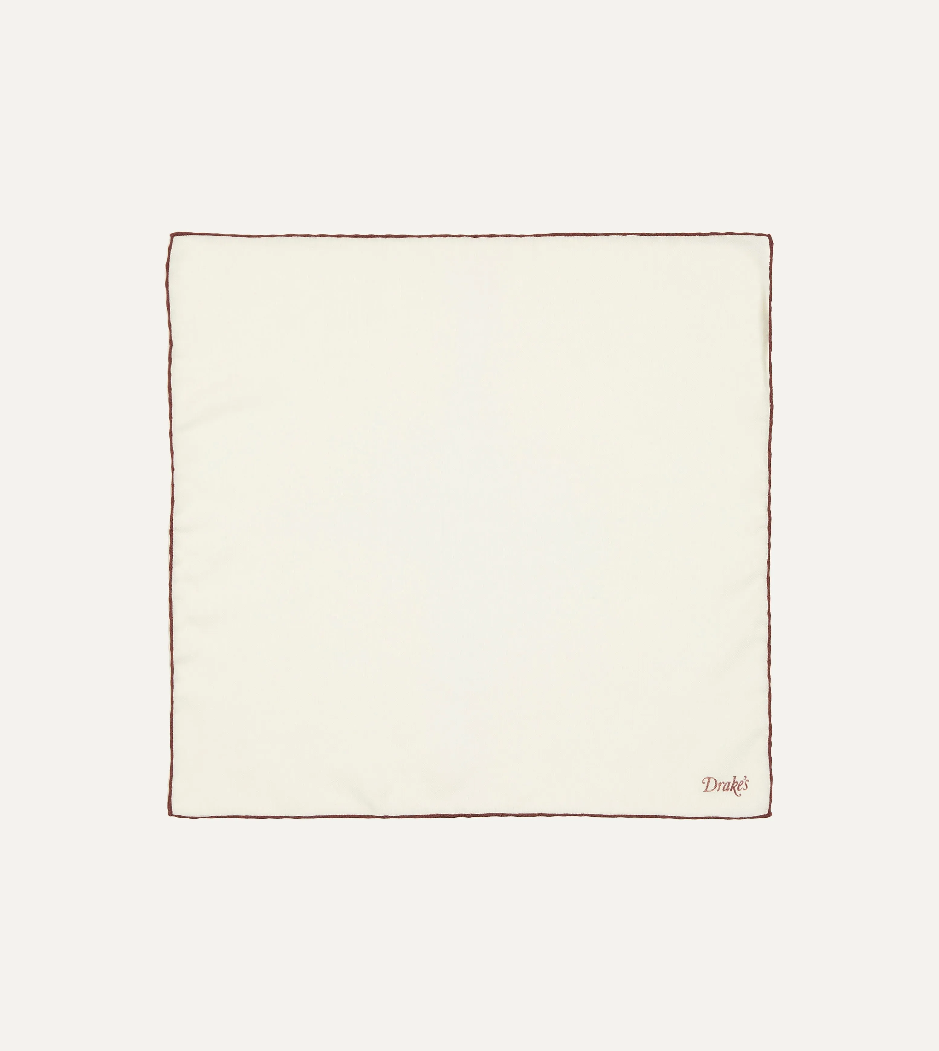 Ivory and Burgundy Shoestring Border Silk Pocket Square