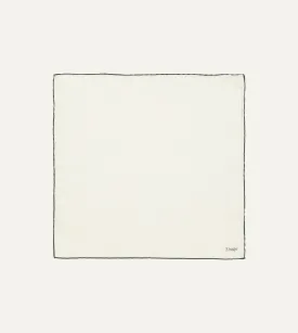 Ivory and Green Shoestring Border Silk Pocket Square
