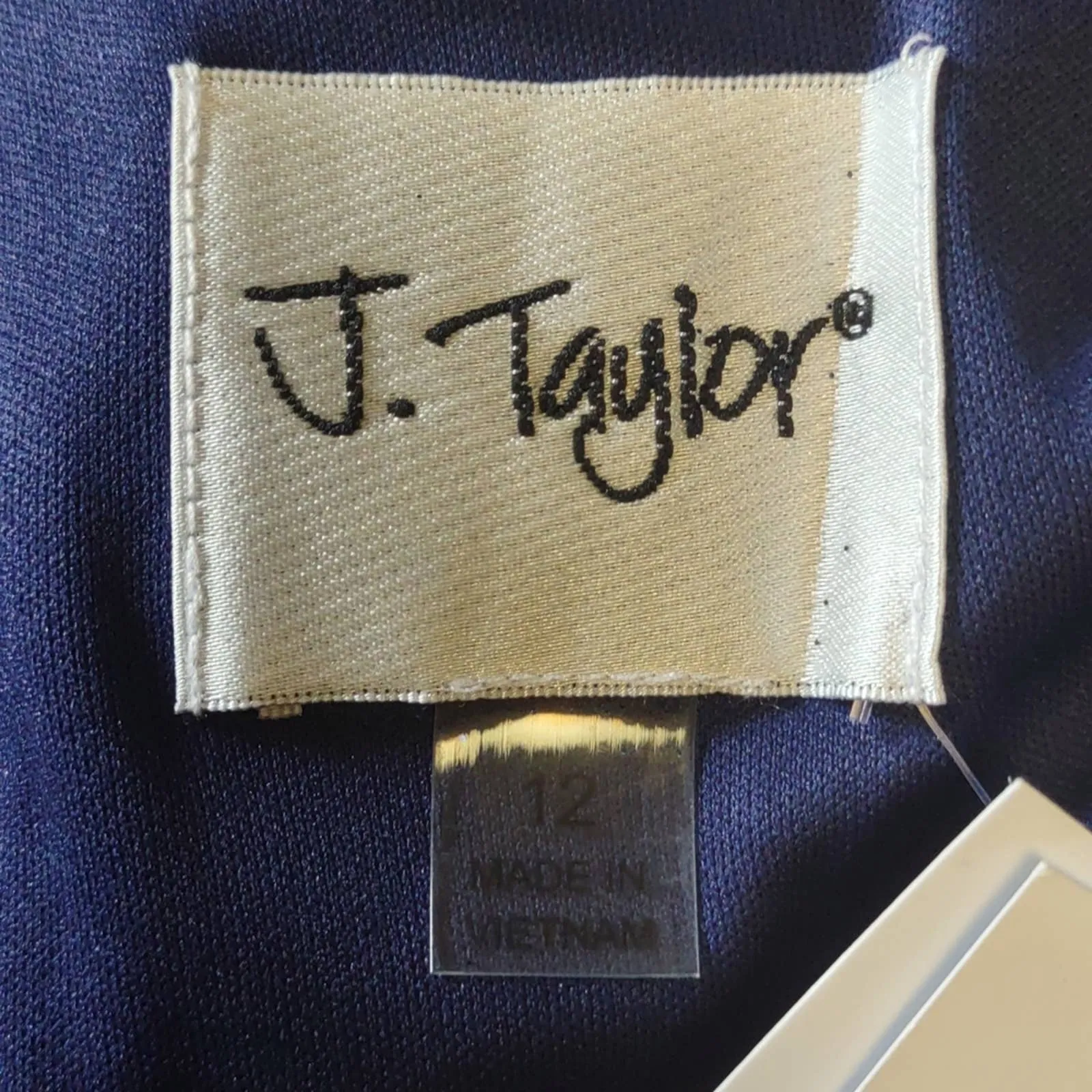 J Taylor Tiered Bell Sleeve Glitter Shift Dress Navy