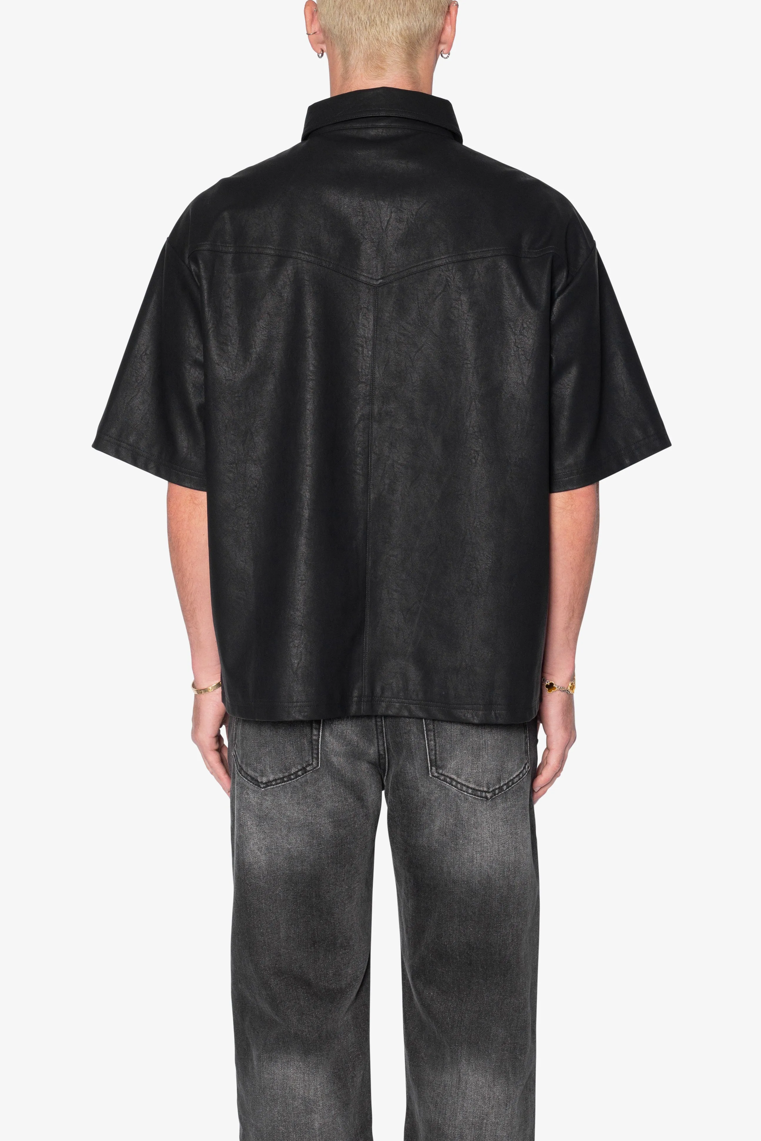 Leather S/S Shirt - Black