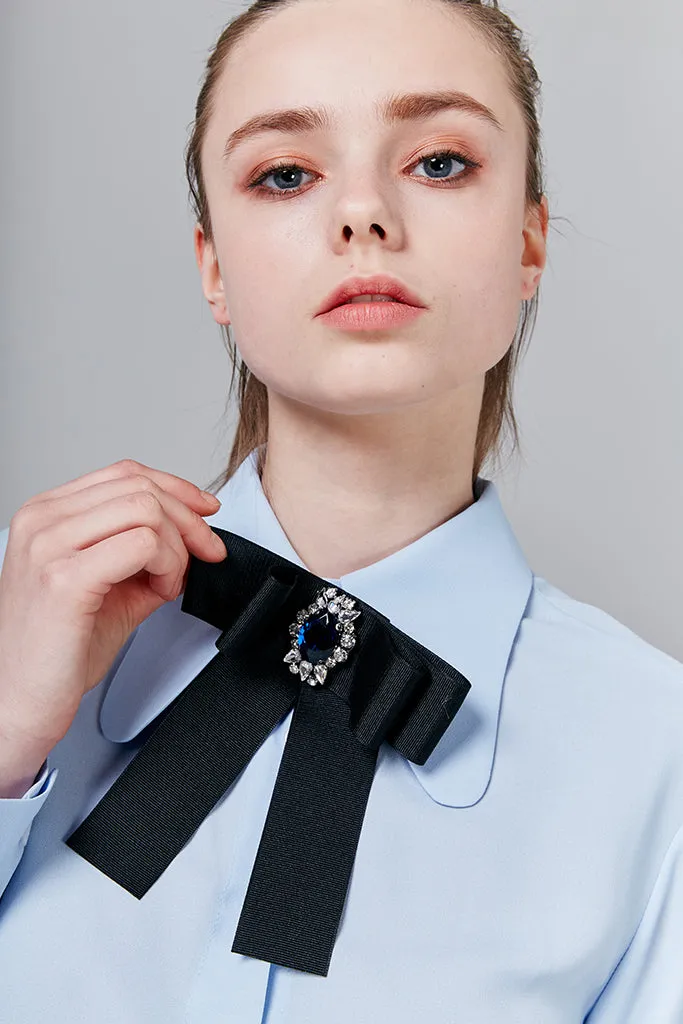 Liv Chiffon Blouse with Bow Brooch
