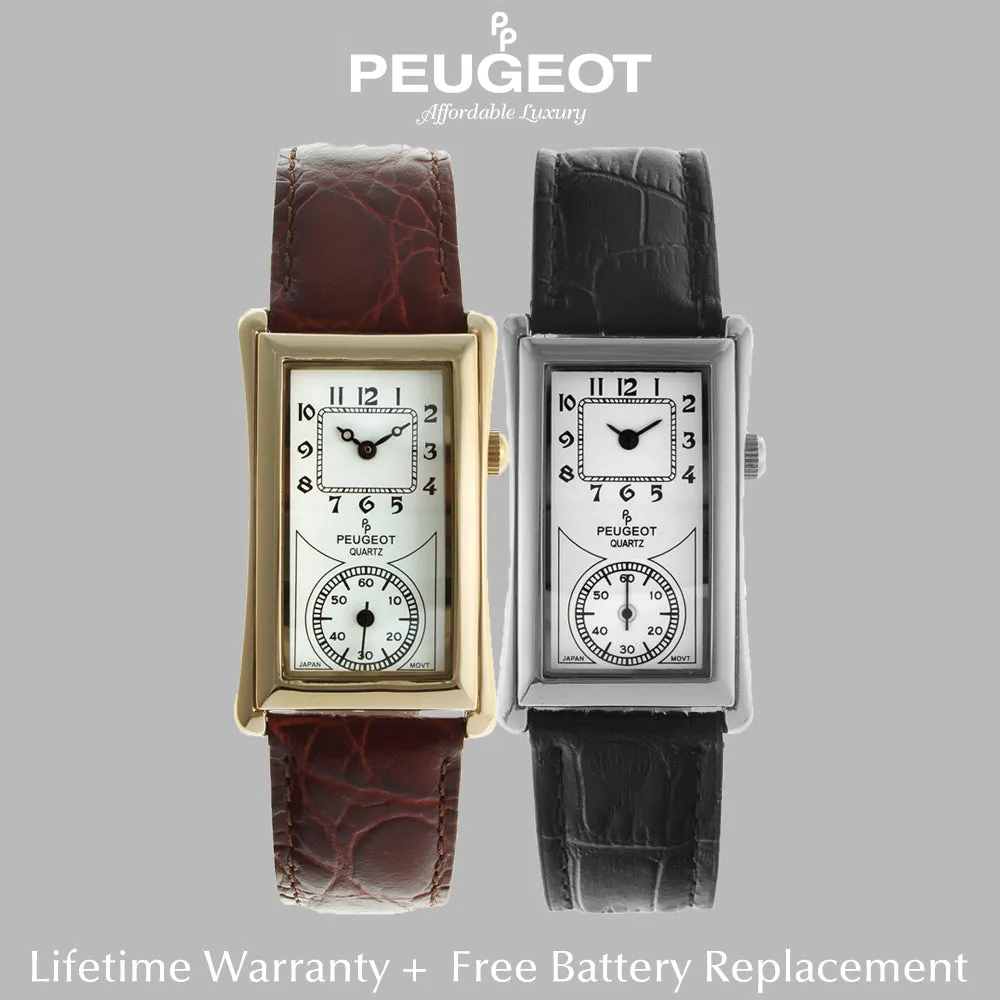Men's 40 x 24 mm Silver Large Remote Sweep Leather Strap watch