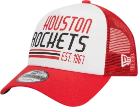 Men's Houston Rockets 9FORTY Stacked Trucker Adjustable Cap