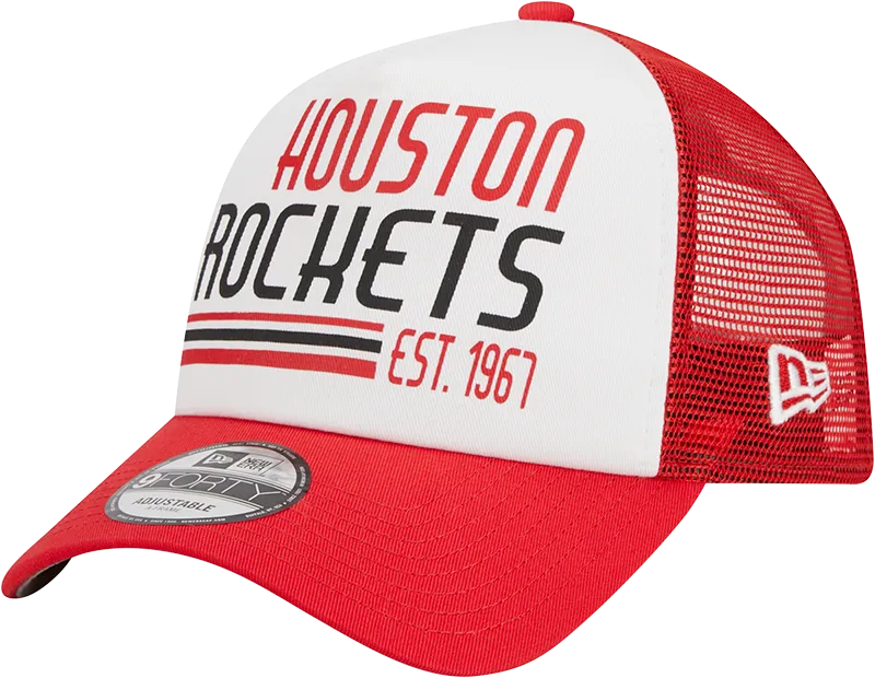 Men's Houston Rockets 9FORTY Stacked Trucker Adjustable Cap