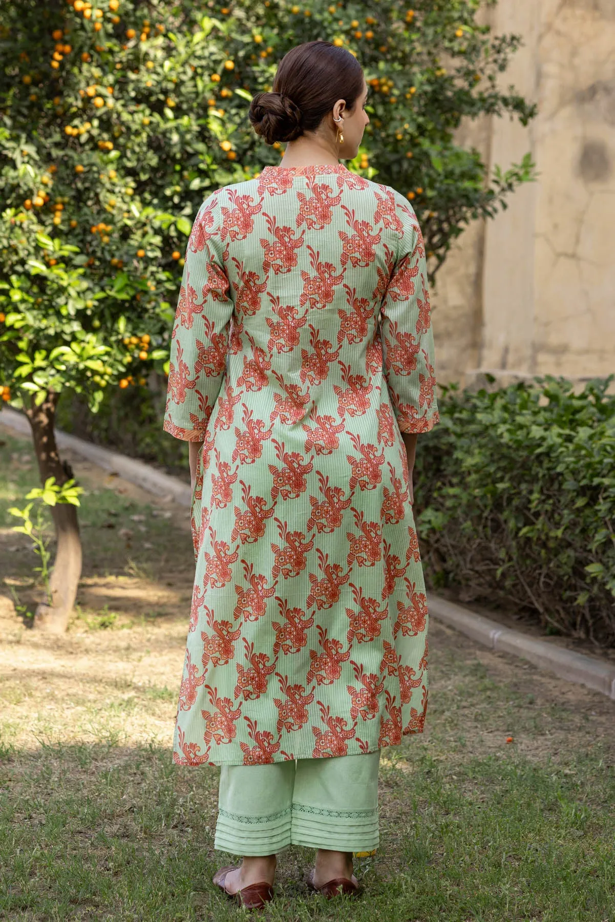 Mint Striped Angarkha