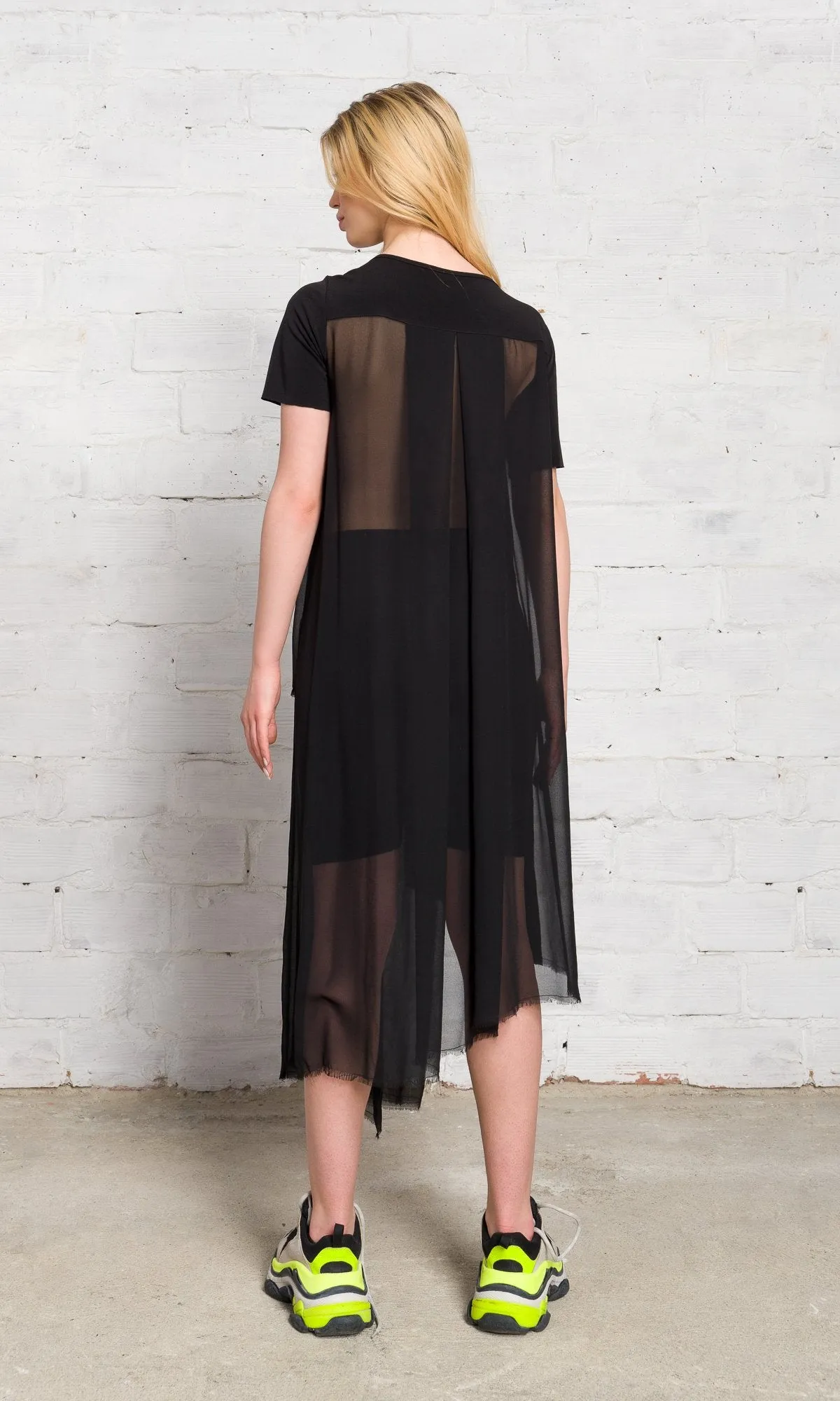 Mixed Fabric Sheer Tunic