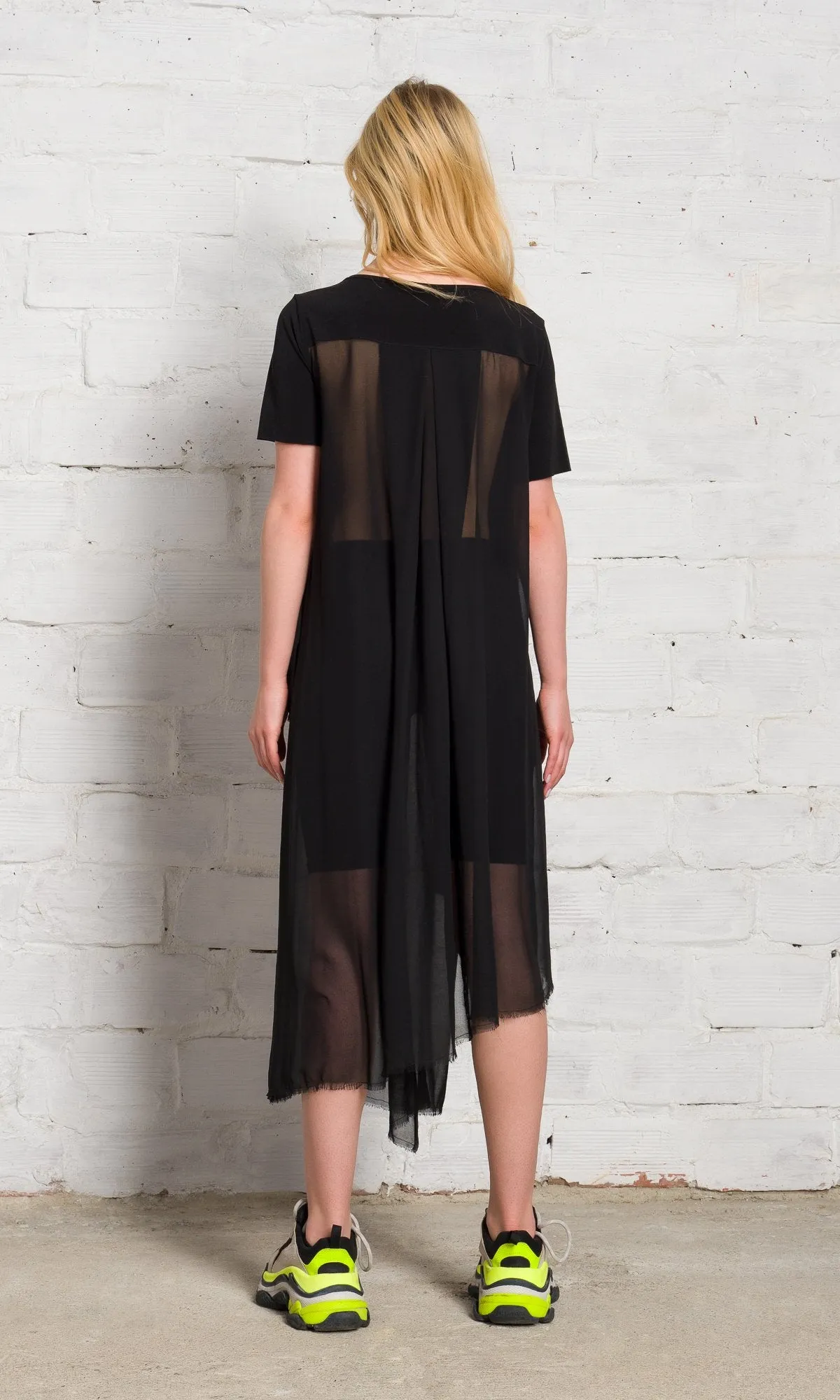 Mixed Fabric Sheer Tunic