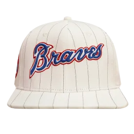 MLB ATLANTA BRAVES PINSTRIPE RETRO CLASSIC WORDMARK WOOL STRAPBA (EGGSHELL/ GREY)