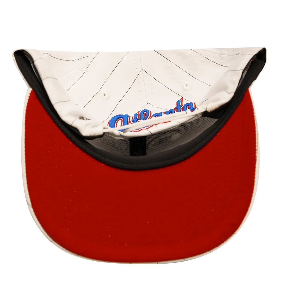 MLB ATLANTA BRAVES PINSTRIPE RETRO CLASSIC WORDMARK WOOL STRAPBA (EGGSHELL/ GREY)