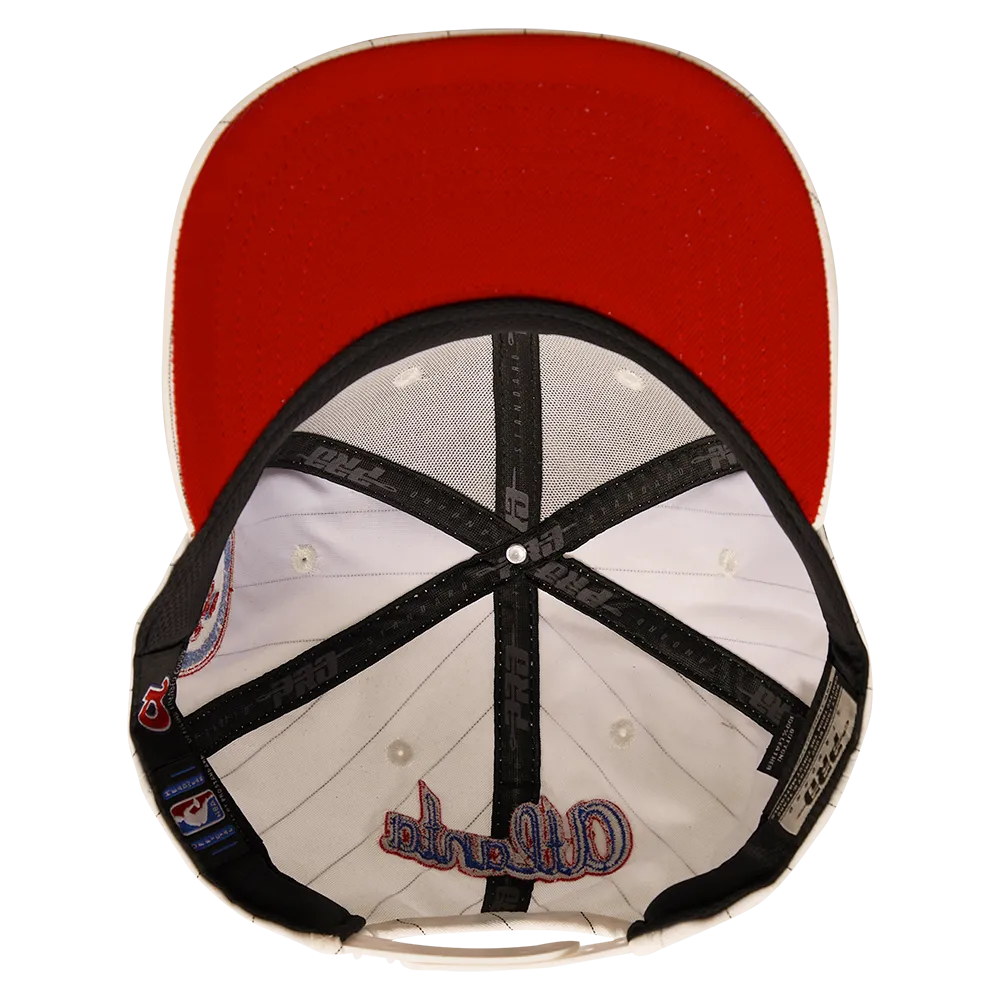 MLB ATLANTA BRAVES PINSTRIPE RETRO CLASSIC WORDMARK WOOL STRAPBA (EGGSHELL/ GREY)