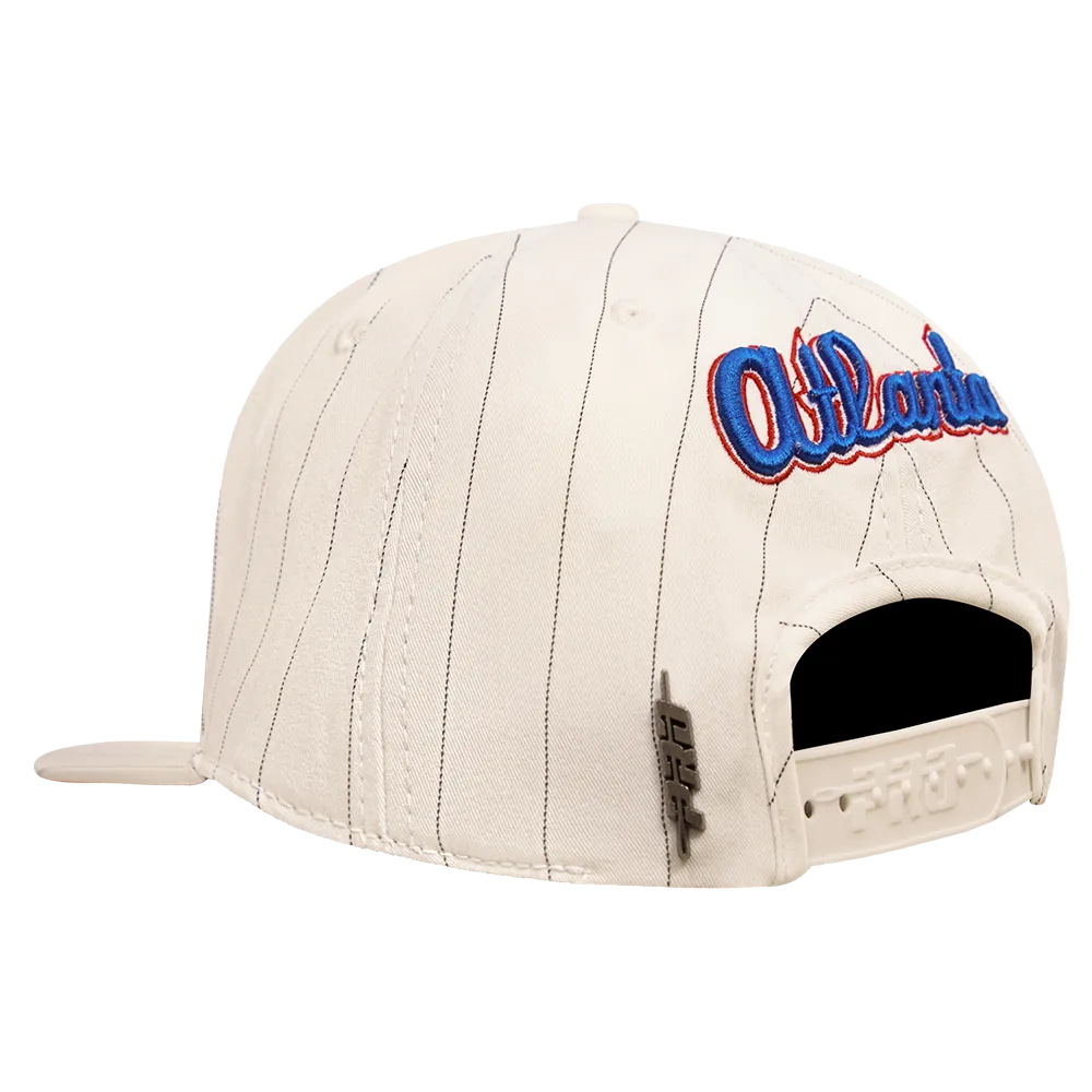 MLB ATLANTA BRAVES PINSTRIPE RETRO CLASSIC WORDMARK WOOL STRAPBA (EGGSHELL/ GREY)