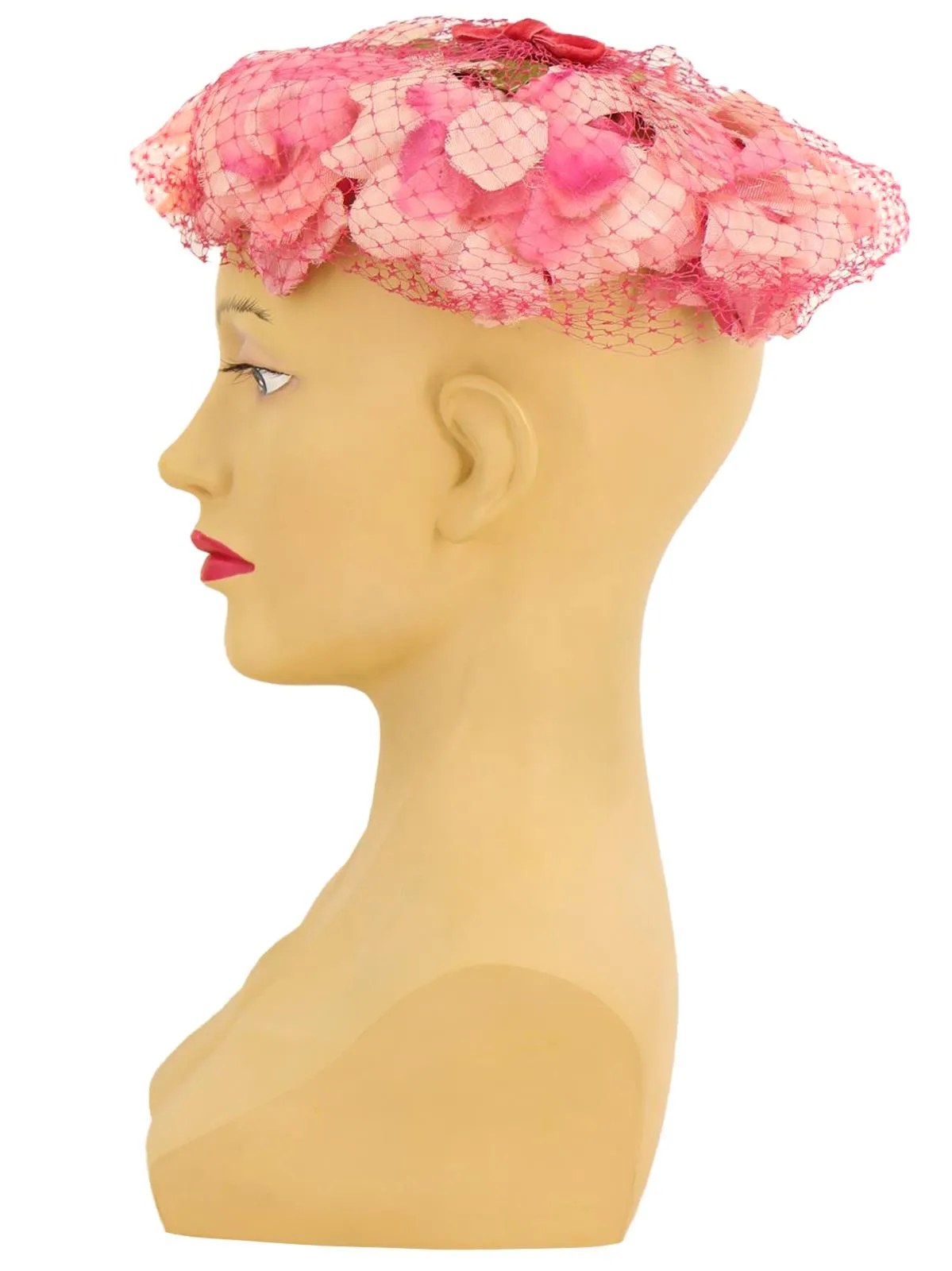 Pink Floral Net Vintage Circlet Hat