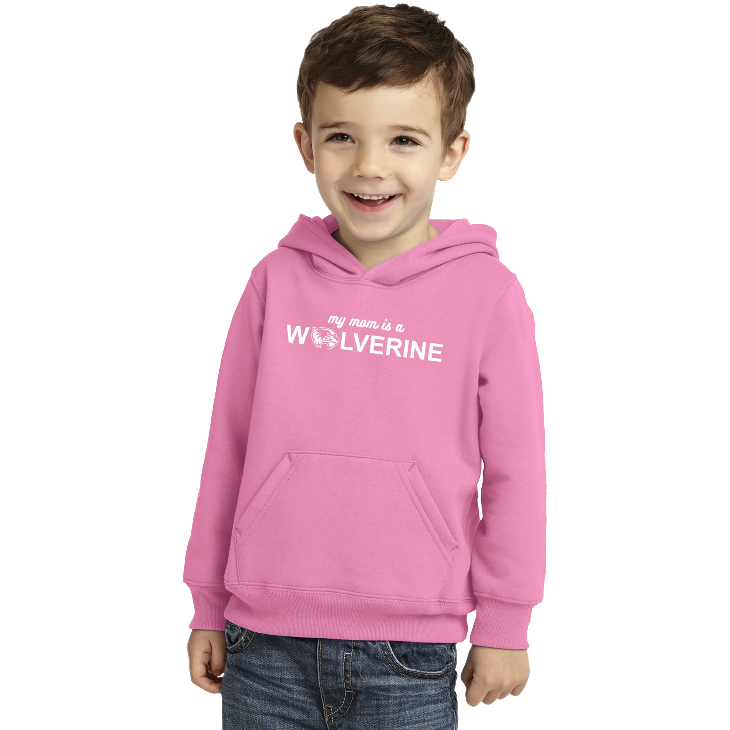 Port & Company Toddler Core Fleece Pullover Hooded Sweatshirt- My Mom is a Wolverine