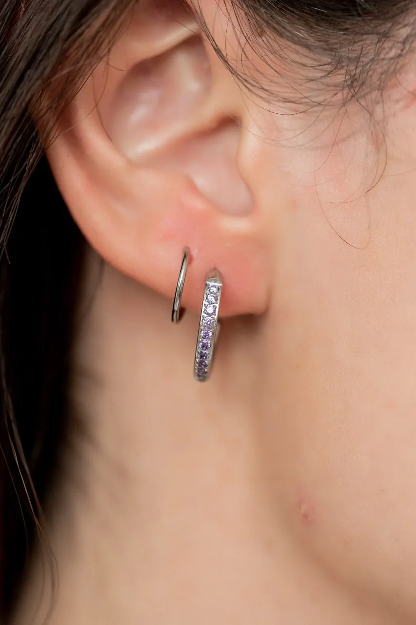 Purple Diamond Double Twist Hoop