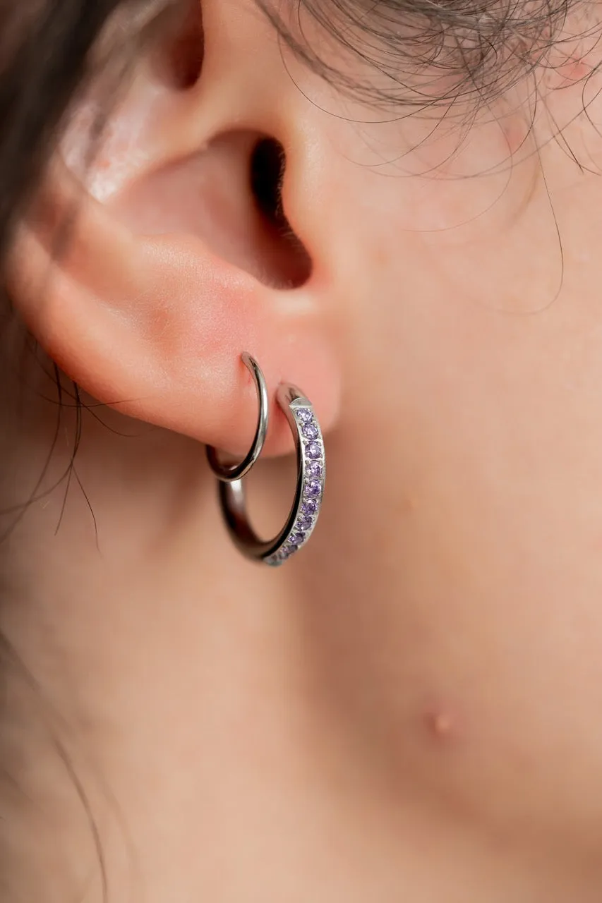 Purple Diamond Double Twist Hoop