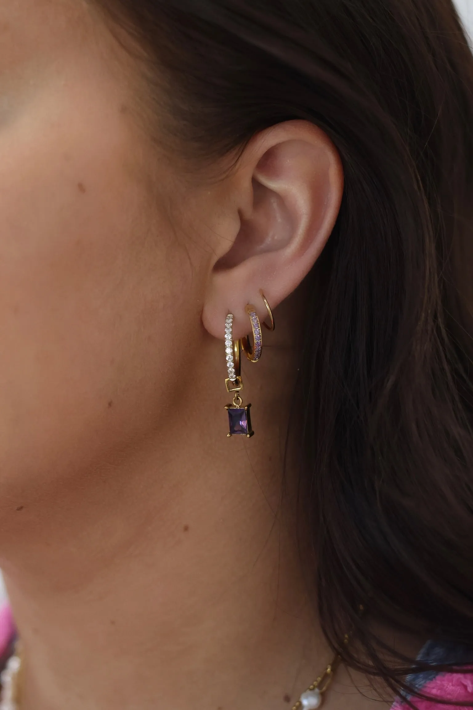 Purple Diamond Double Twist Hoop