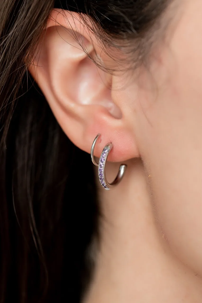 Purple Diamond Double Twist Hoop