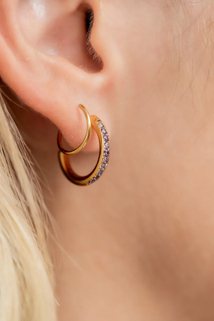 Purple Diamond Double Twist Hoop