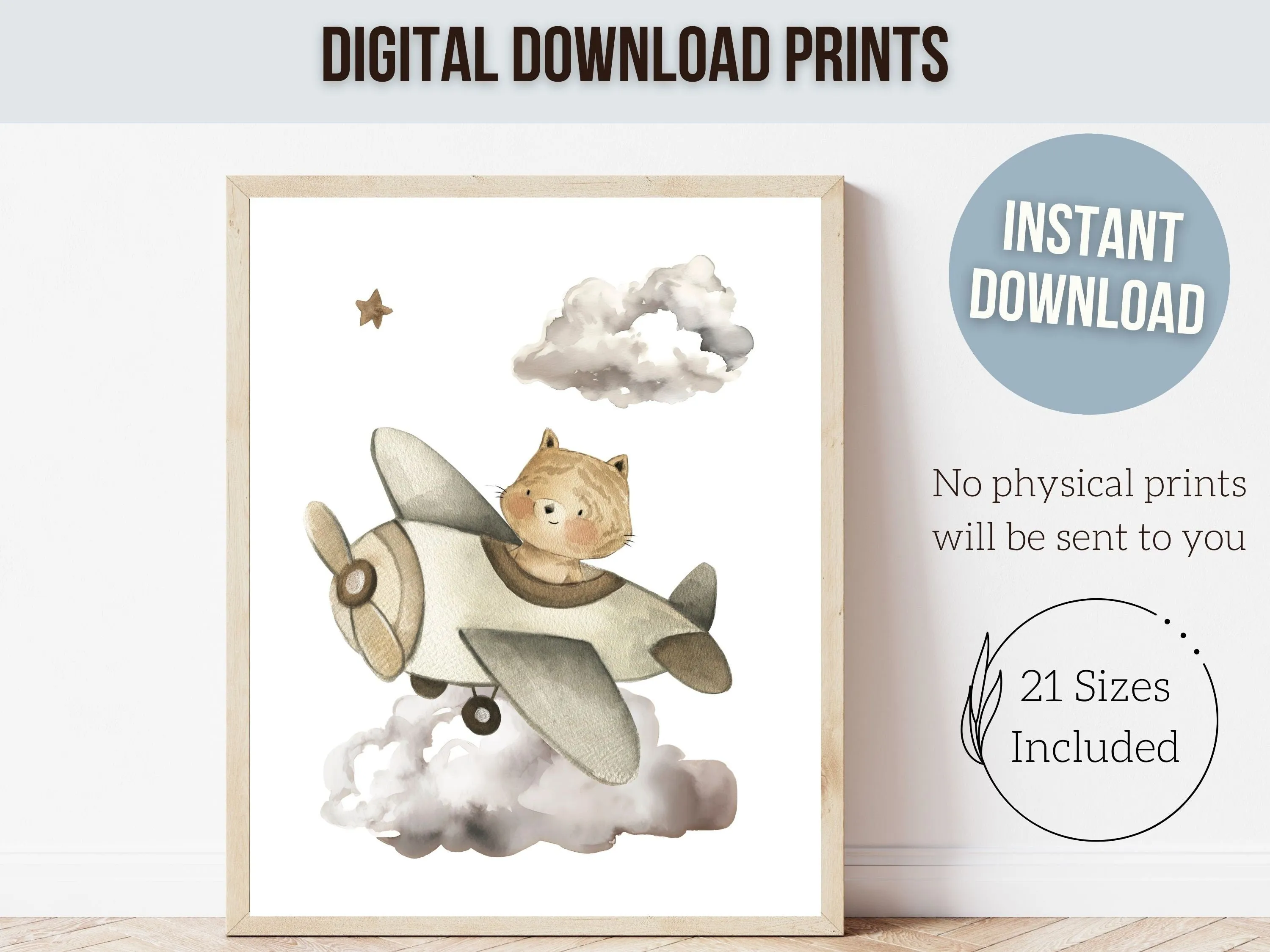 Safari Hot Air Balloon Nursery Prints Set of 6