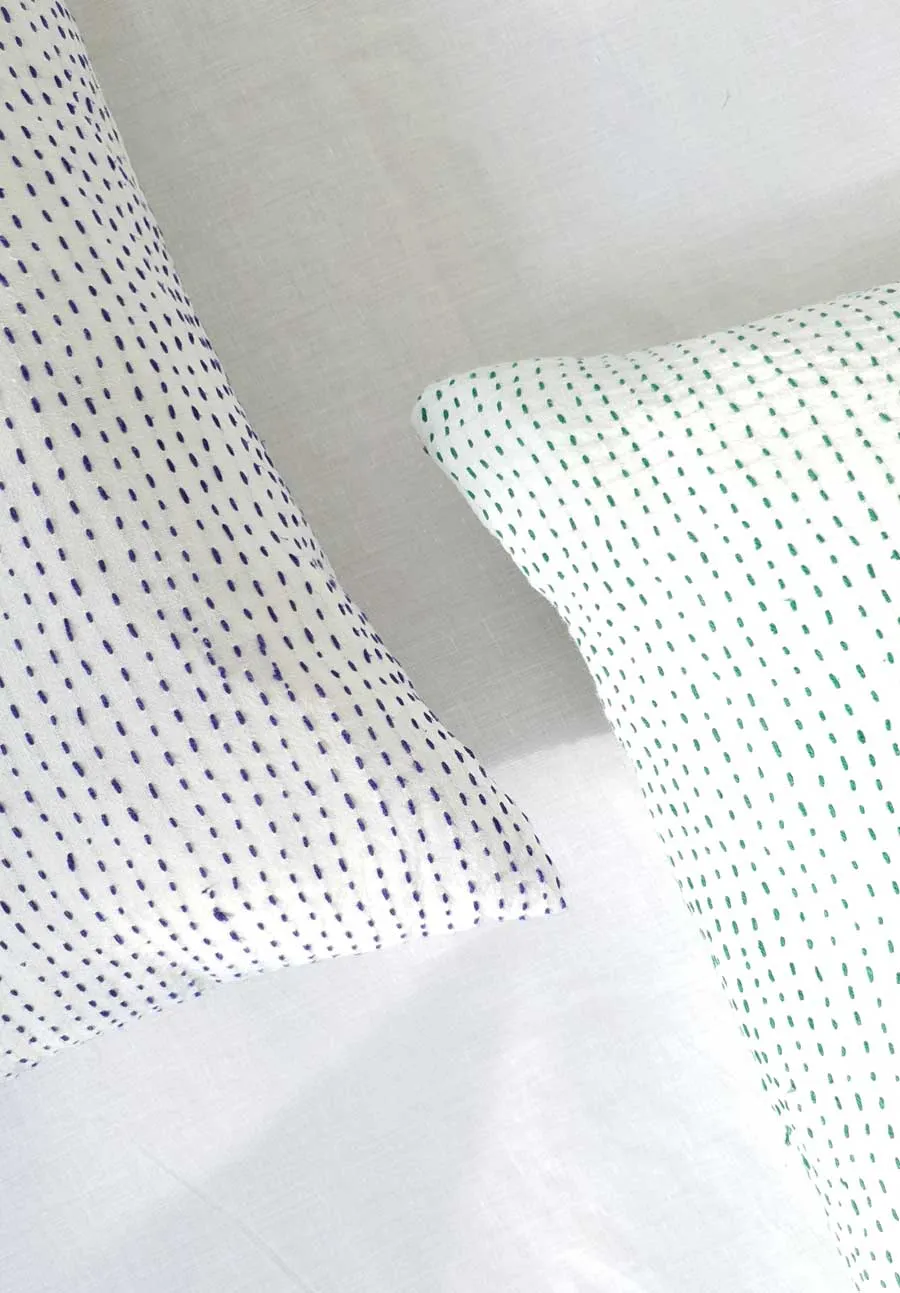 Āsima  |  Blue Kantha Stitch Cushion