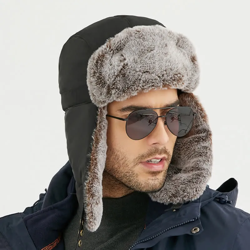 Skiing Windproof Faux Rabbit Fur Trapper Hat