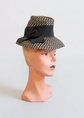 Vintage Late 1930s Art Deco Straw Fedora