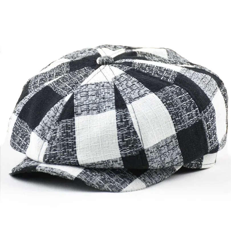 Vintage Linen Newsboy Hat 56-59CM